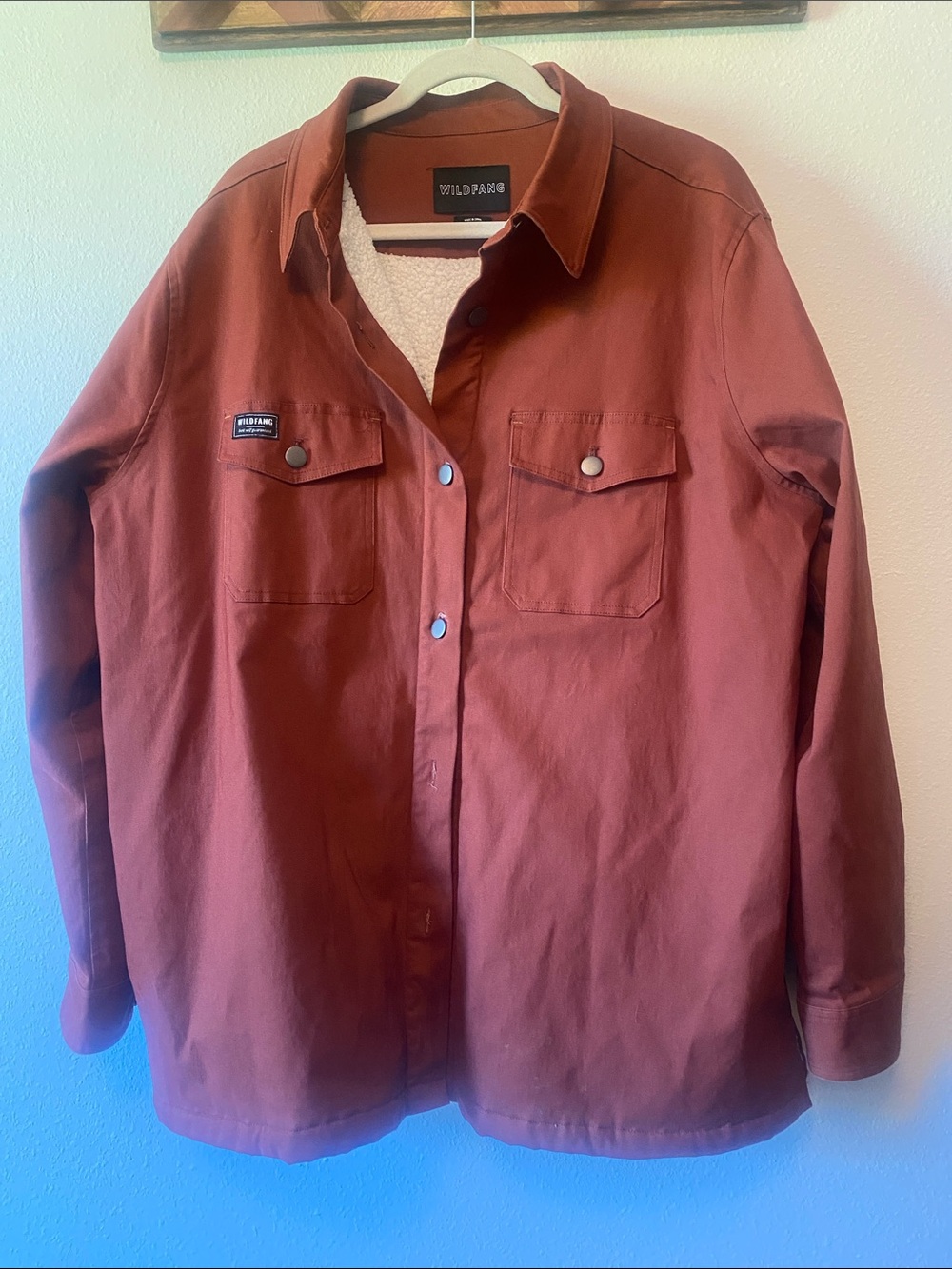 Wildfang Women’s Essential Fleece Lined Sherpa Shacket XXL Cinnamon